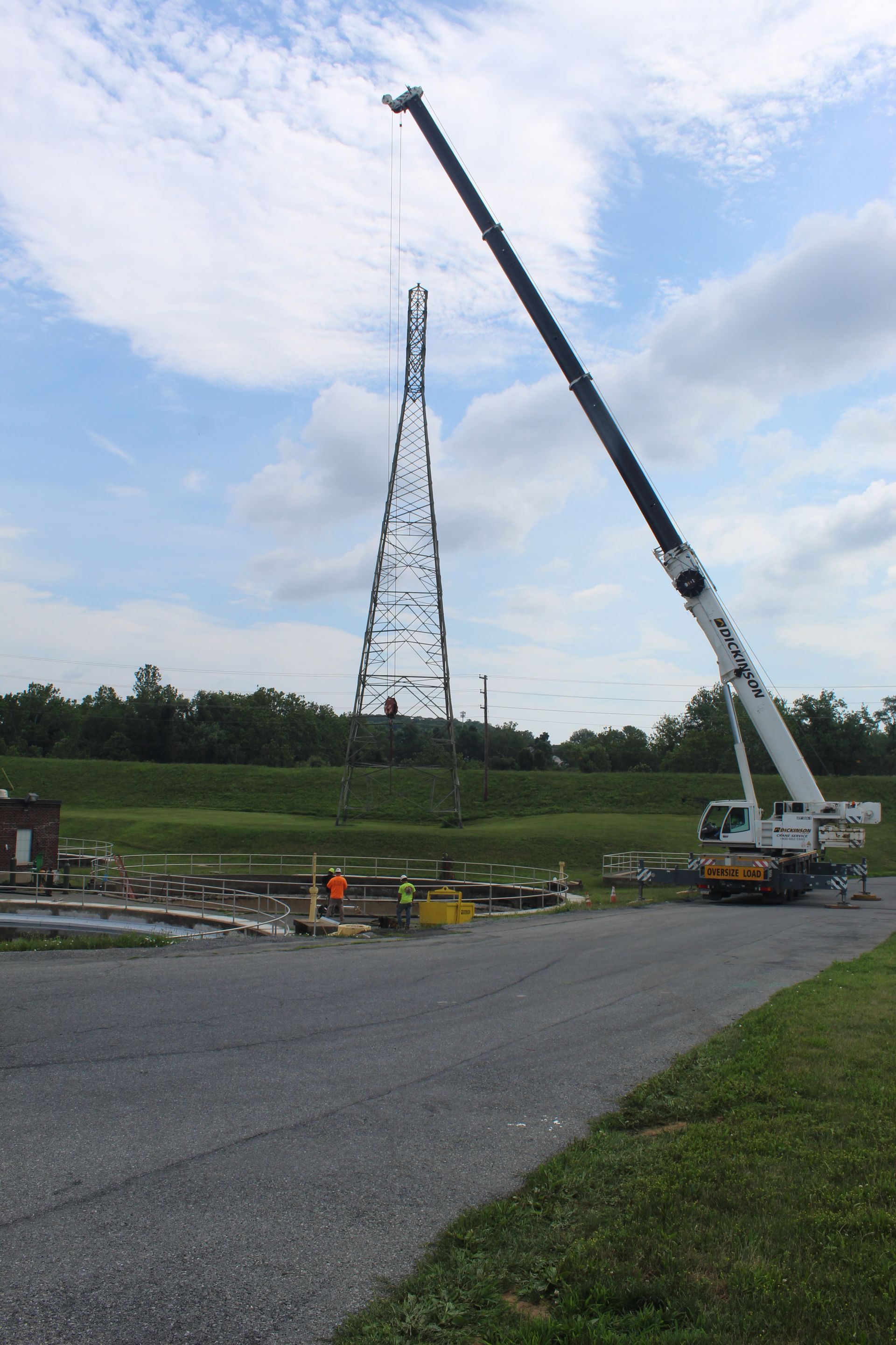 A crane was used to deliver the equipment into the clarifier.