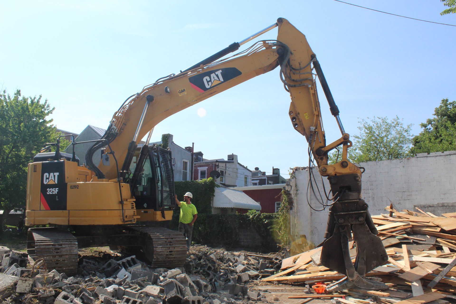 Making a ramp from demolished materials gives the Empire Services crew a clear line of sight. 