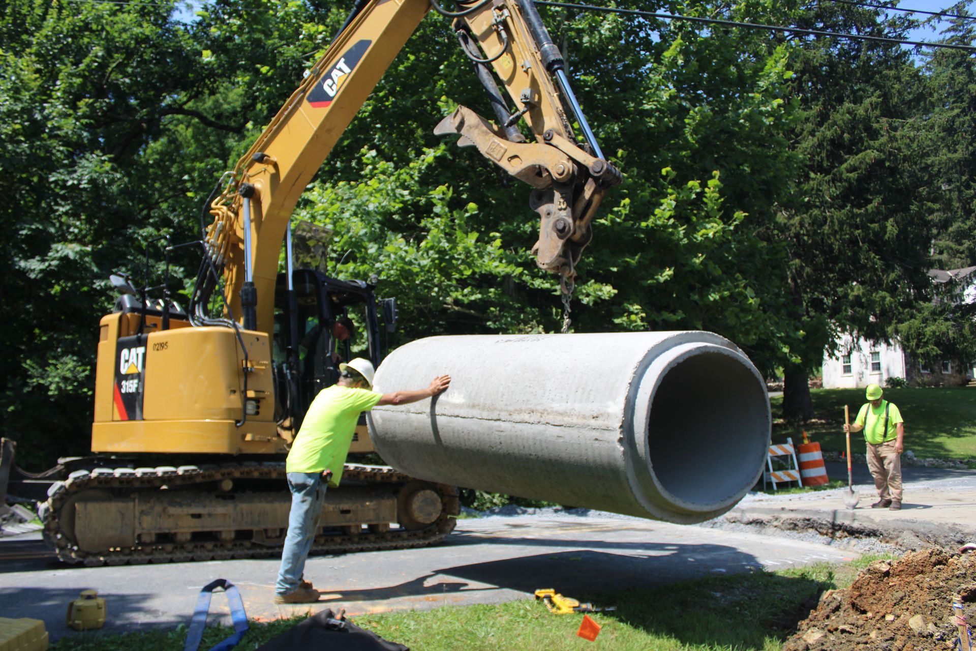 Empire Services installs a cement culvert in Berks County, PA. 