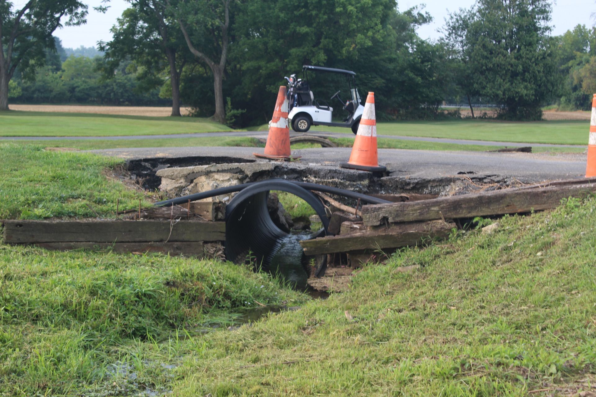 The second culvert at a local golf course to be replaced by Empire Services. 