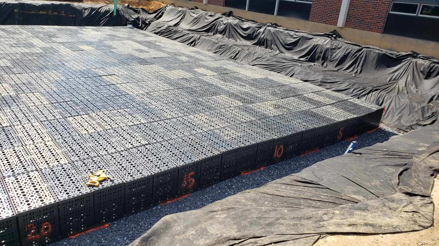 Installation of underground detention basin almost completed.