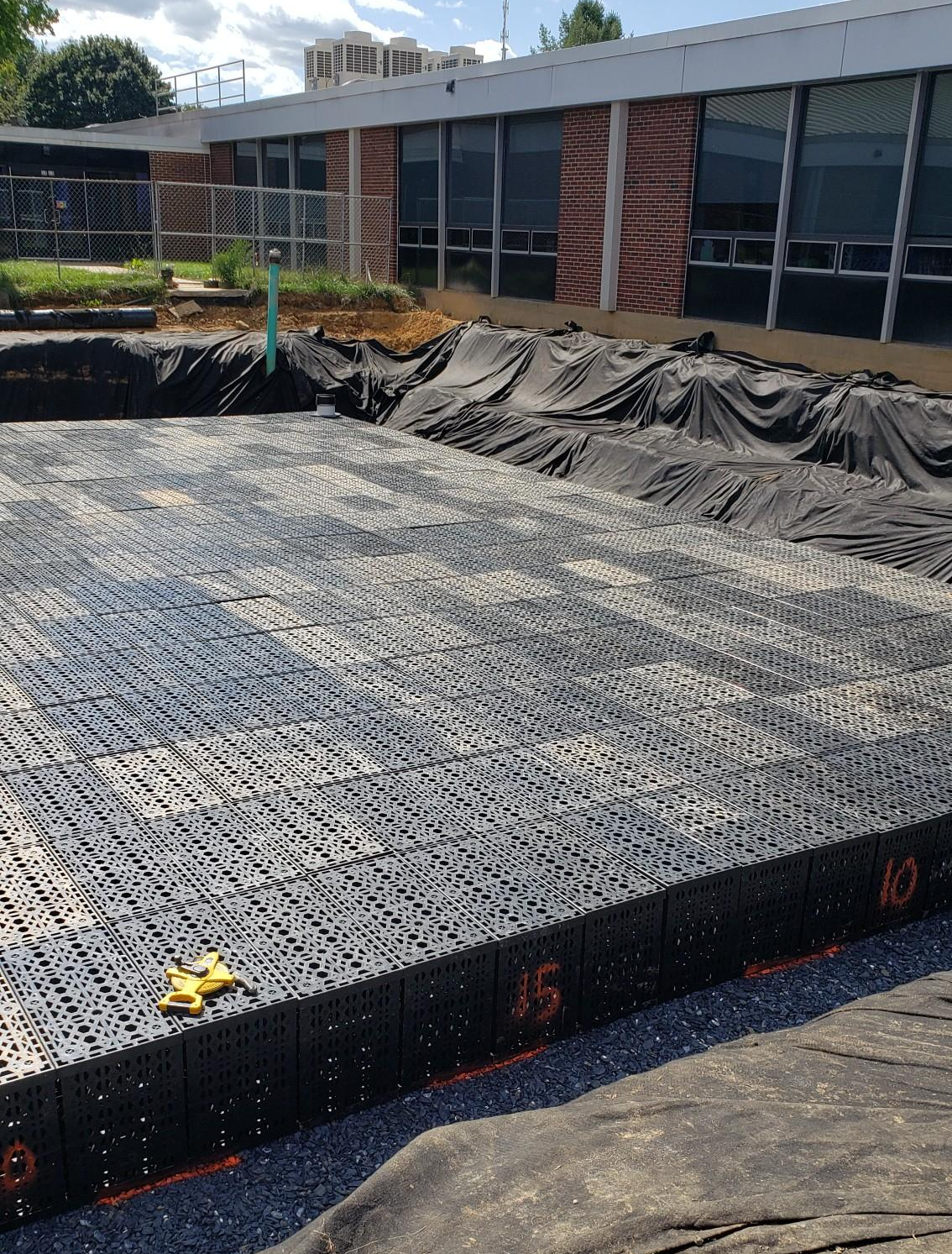 A large concrete slab with the number 10 on it