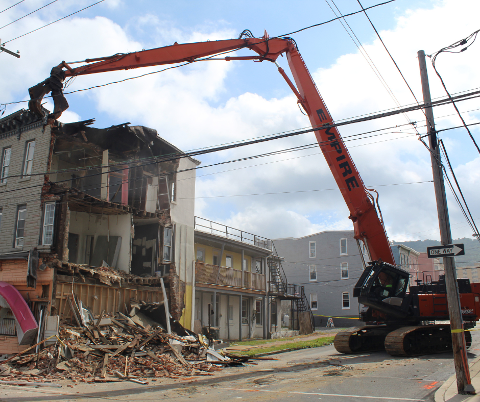 Emergency demolition on North 8th Street. 