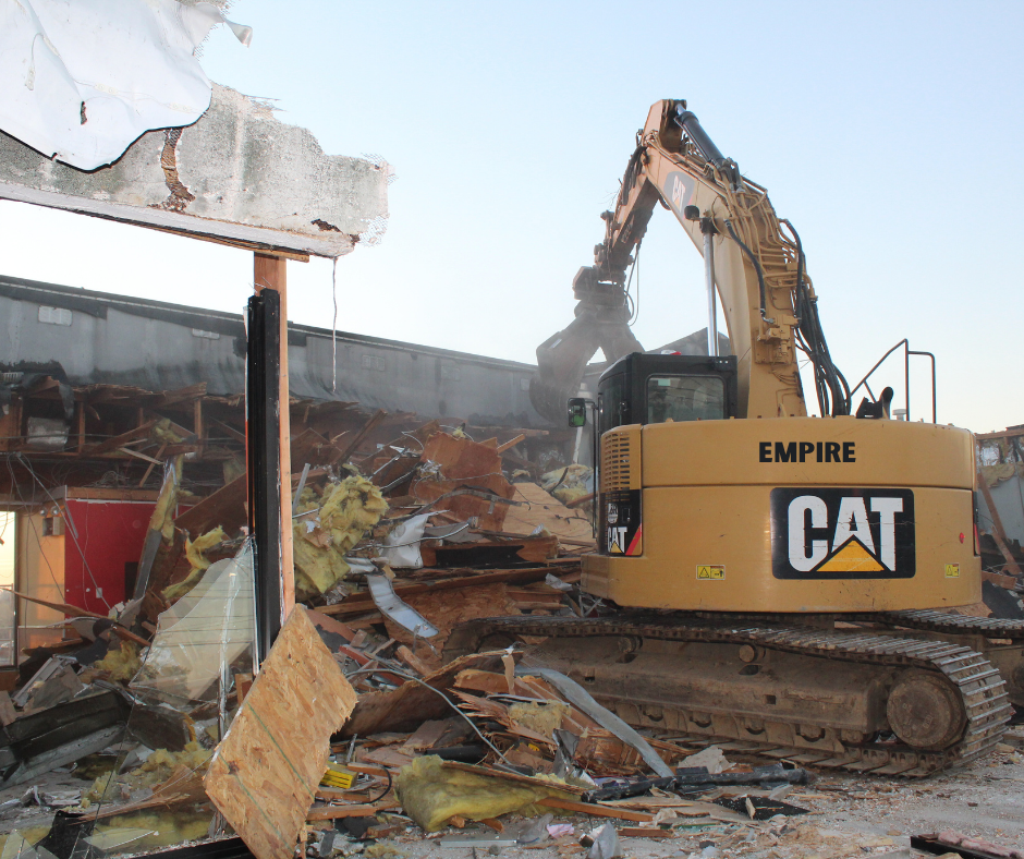 Demolishing a local restaurant to make way for a new build. 