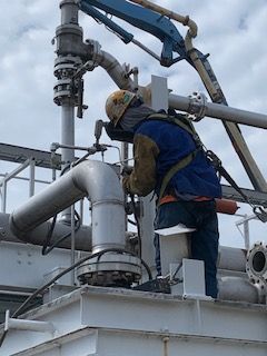Torch cutting at a liquid natural gas plant.