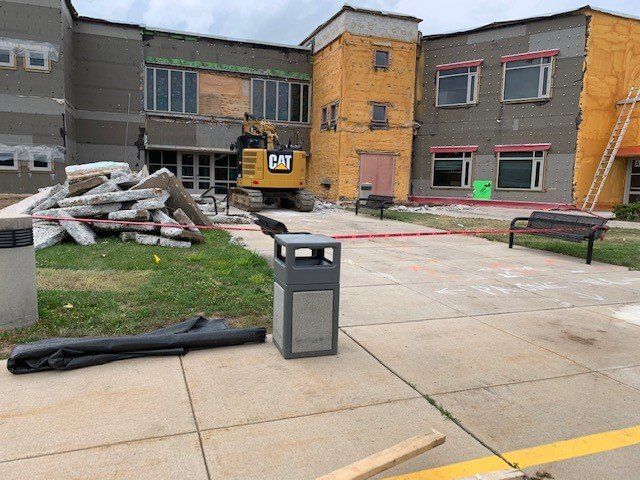 The exterior renovation at a school