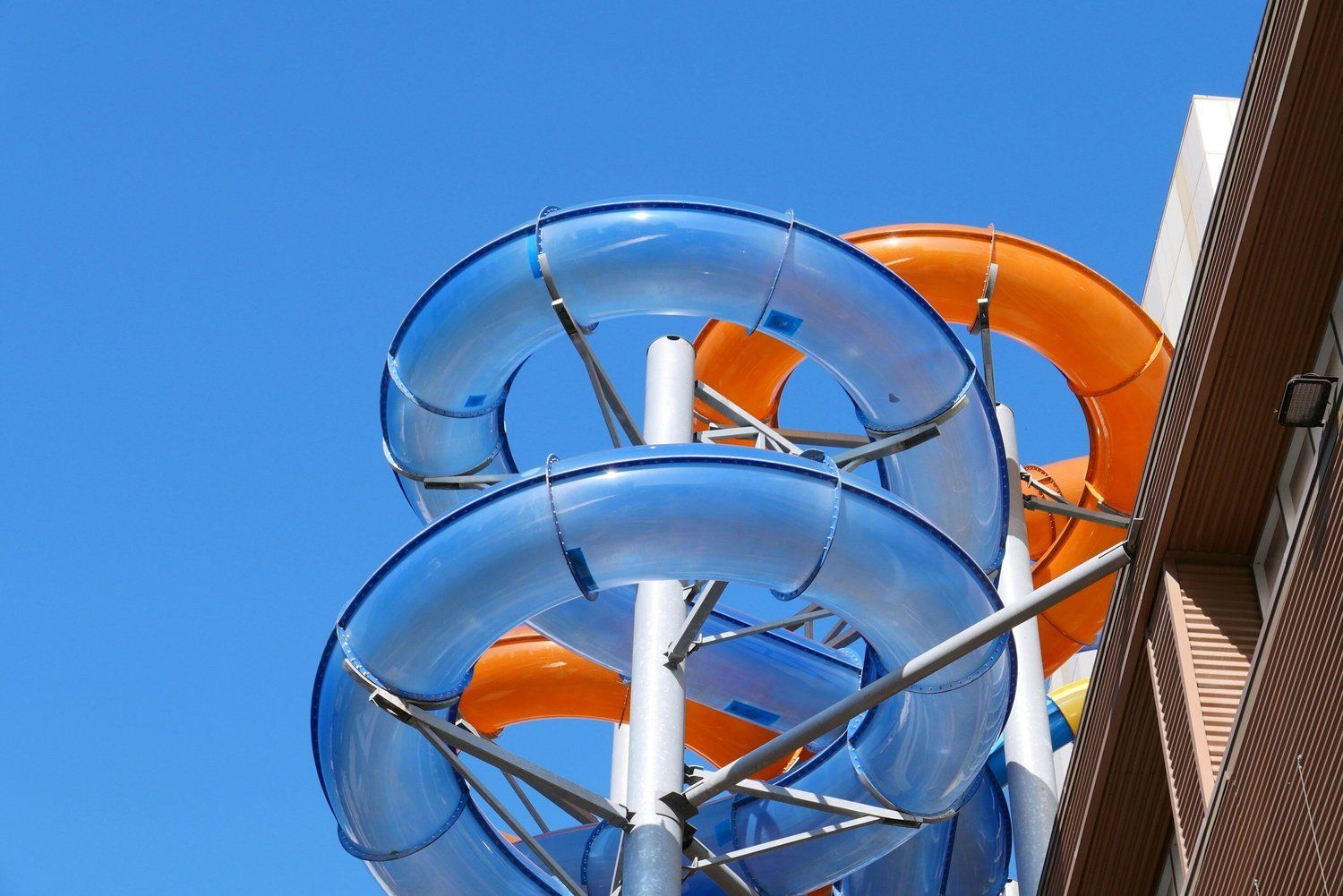 Newly installed fiberglass waterslide at Florida resort