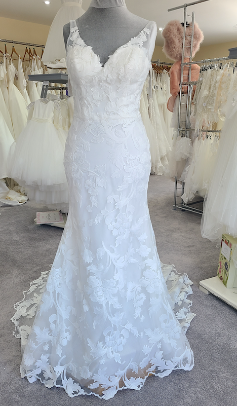 Private Label wedding dress Candela fit and flare Sale embossed print wedding dress 
