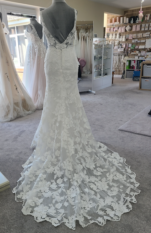 Private Label wedding dress Candela fit and flare Sale embossed print wedding dress 