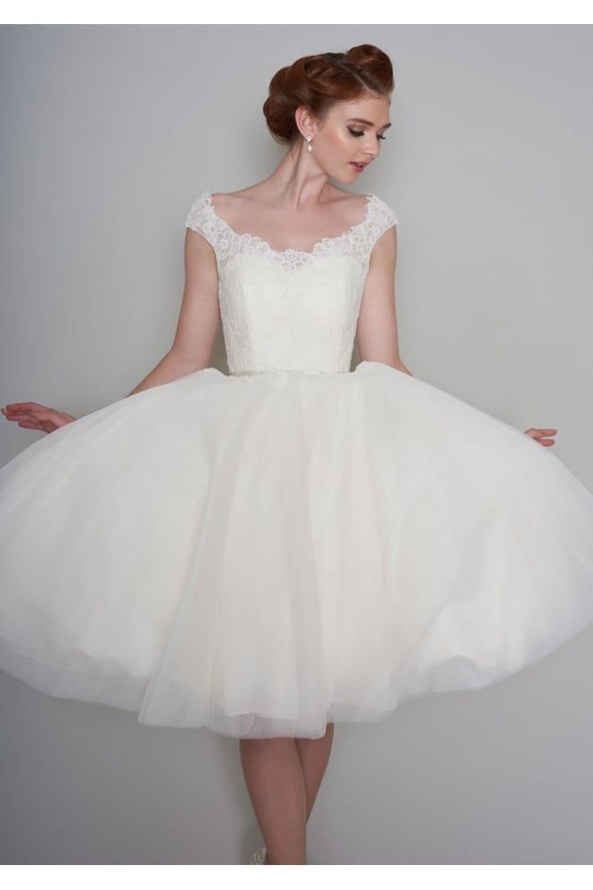 Wedding Dress Tea-Length Flossie Ivory Size 14 