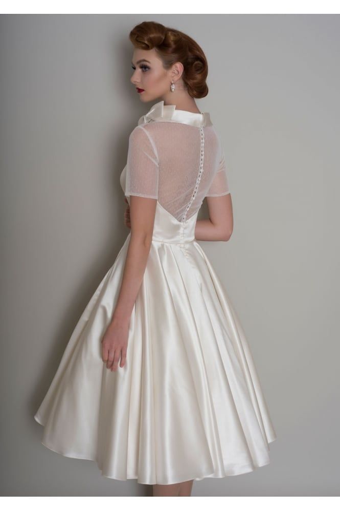 LouLou Tea-Length wedding dress Hattie LB139 40's 50's style Ivory Size 14