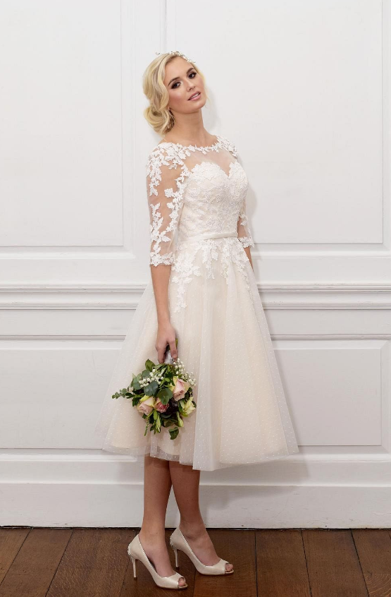 T-Length Wedding dress, Short wedding dress, Tea-Length