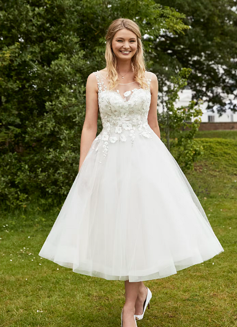 Tea-length wedding dress, Short wedding dress, T-Length wedding dress