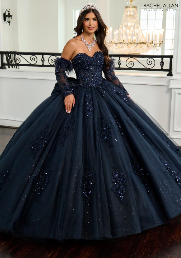 Navy Ballgown wedding dress Rachel Allan Sale RQ2171