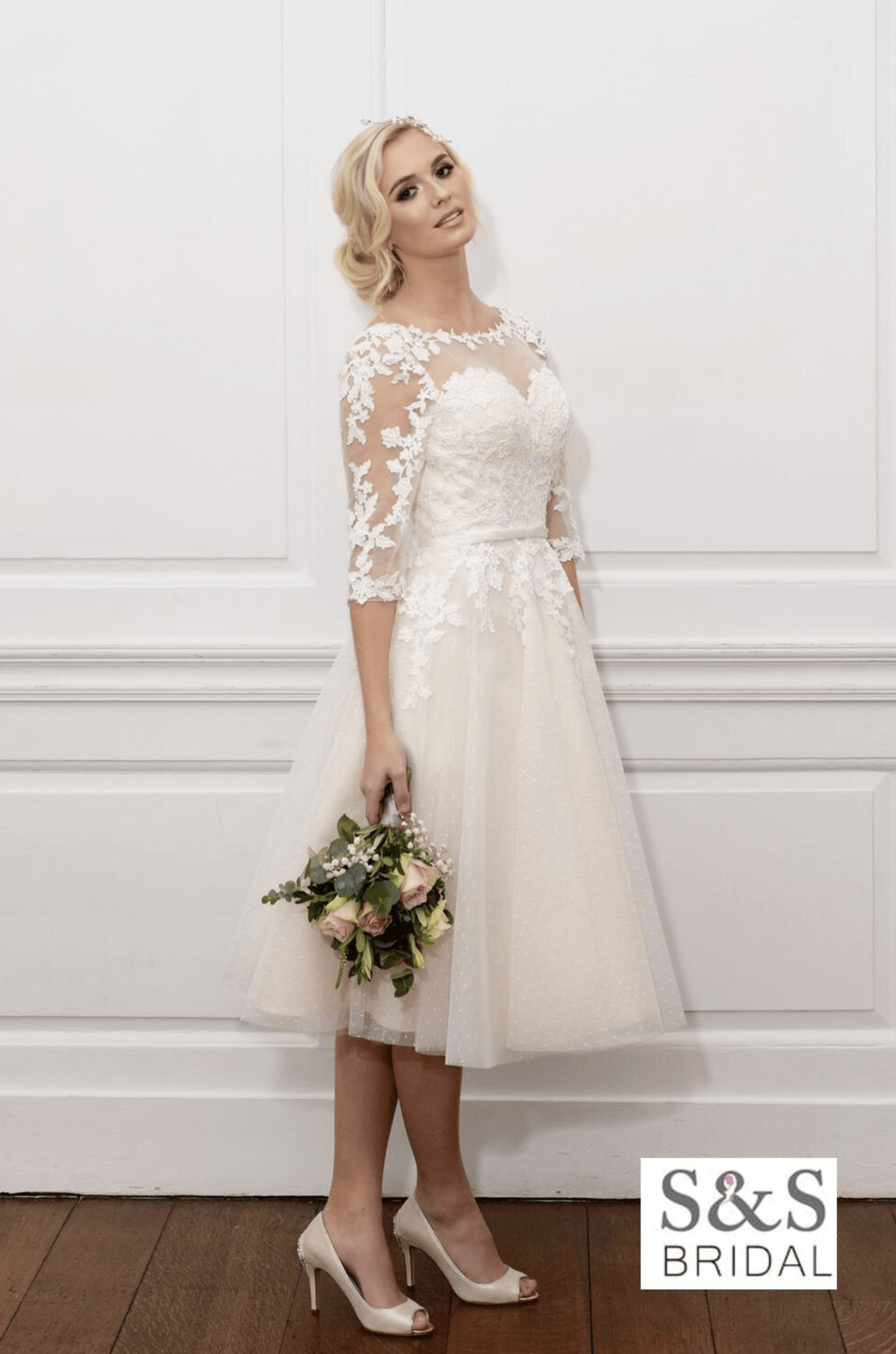 T-Length Brighton Belle wedding dress W333 Sale 