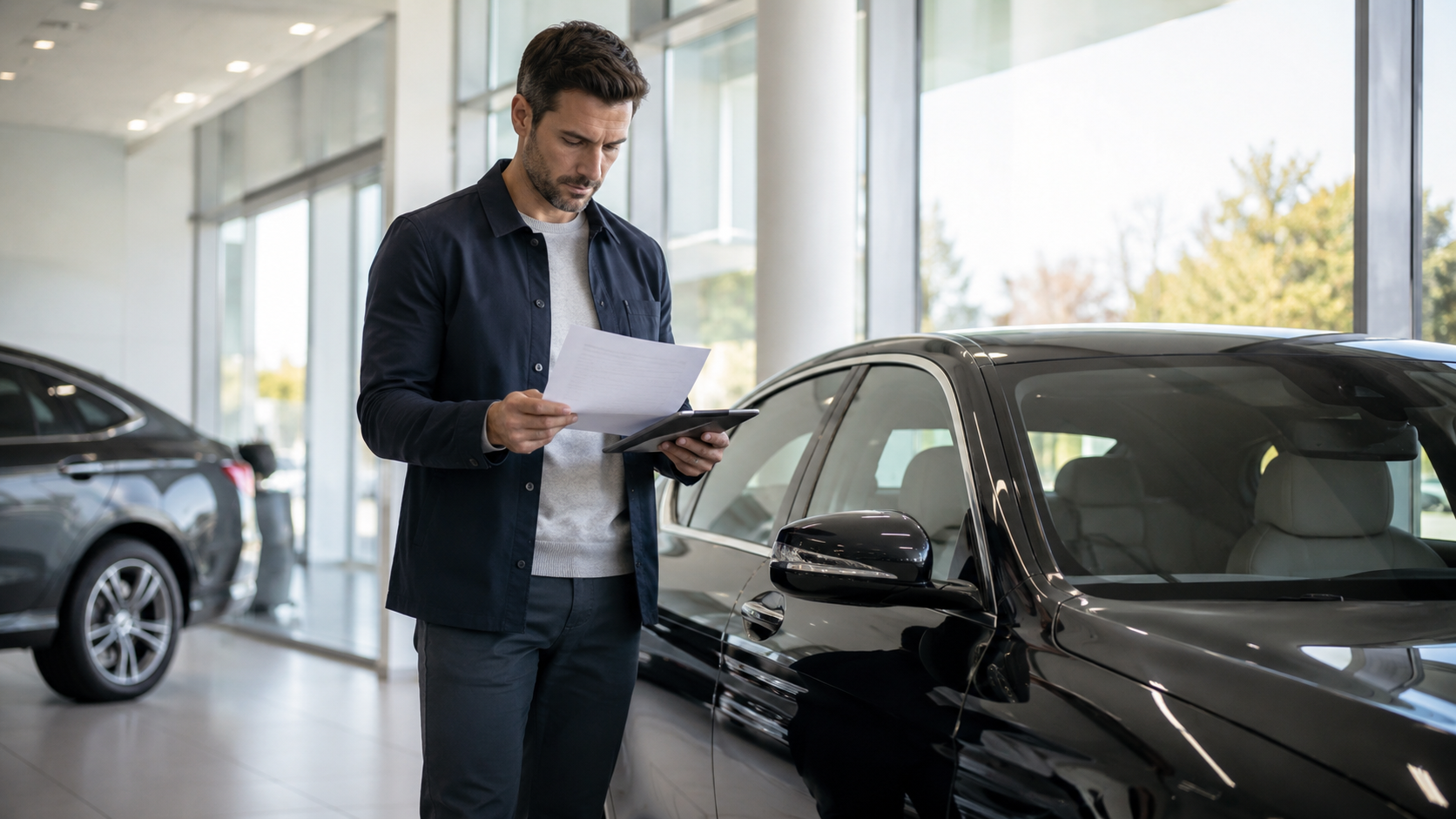 Vehicle owner reviewing car warranty coverage