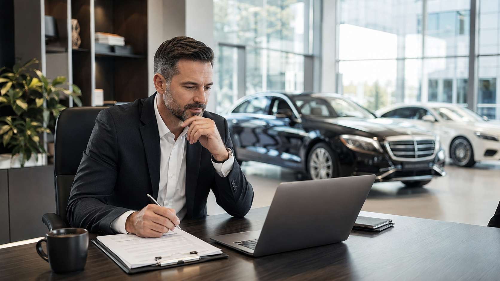 F&I manager comparing vehicle service contract provider proposals