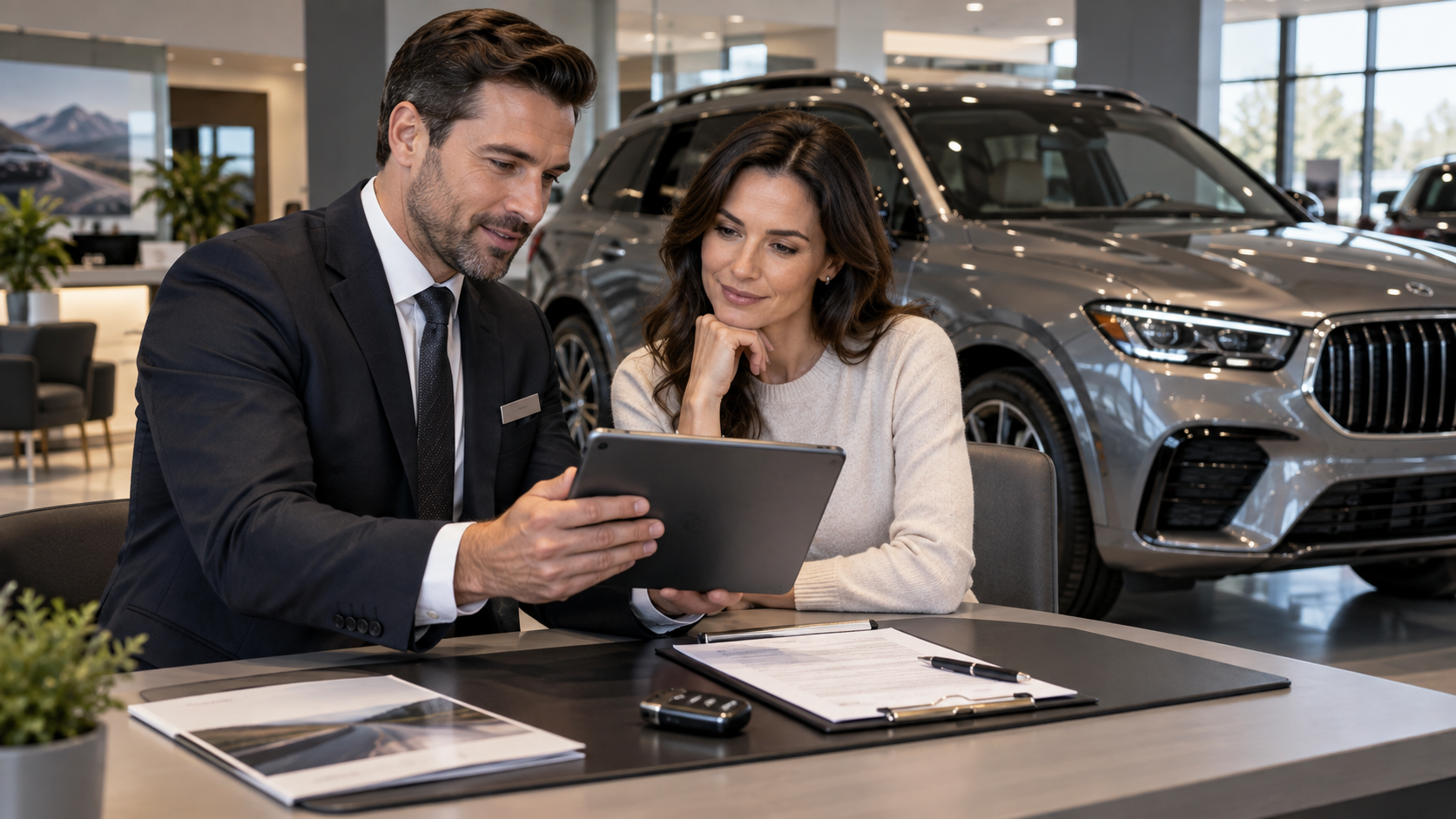 Customer reviewing F&I theft protection options