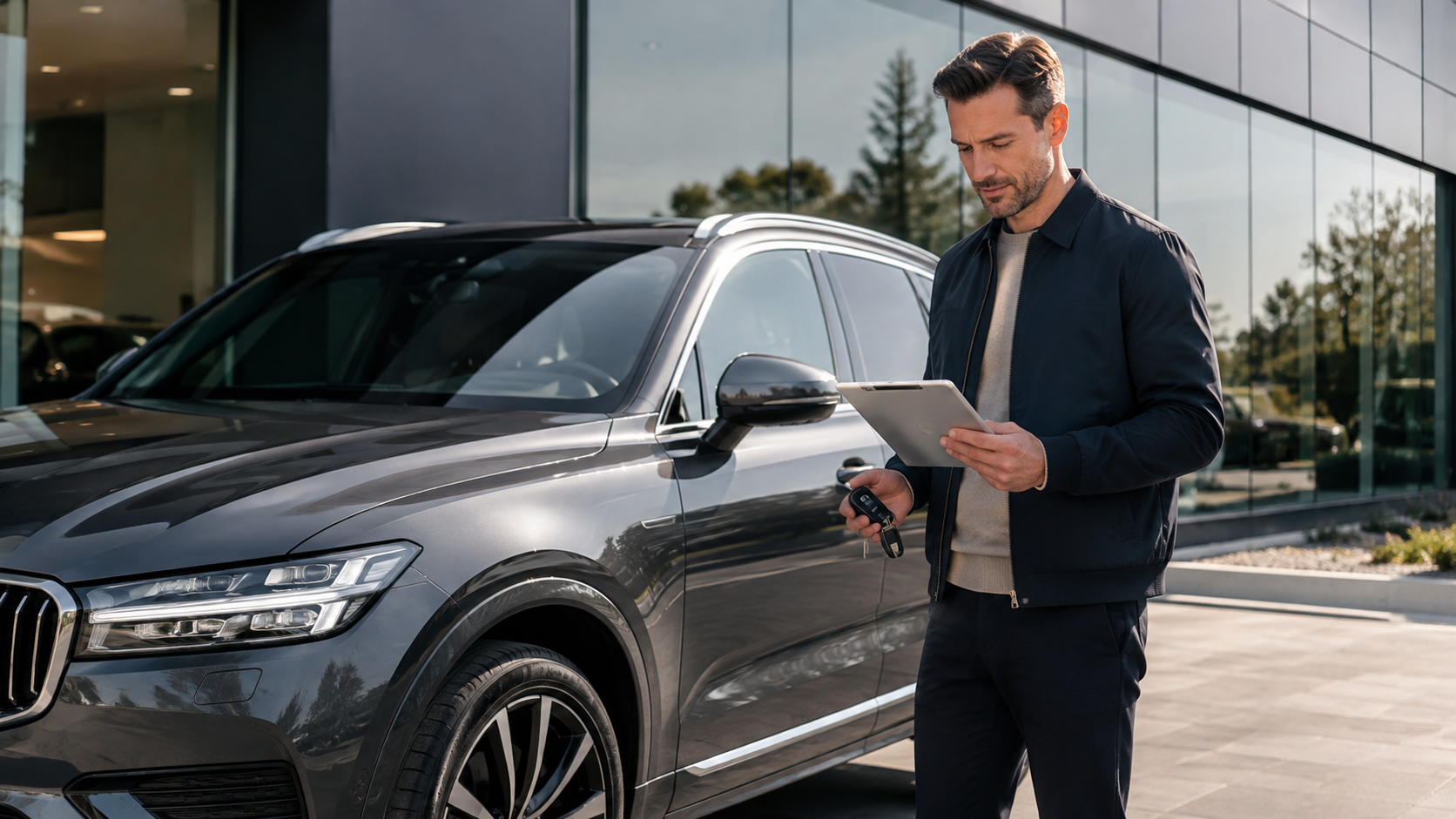 Owner reviewing vehicle service agreement