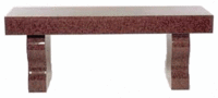 Small brown-speckled table with two blocky legs on a white background