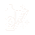 A bottle of hair product and a comb with sparkle icons.