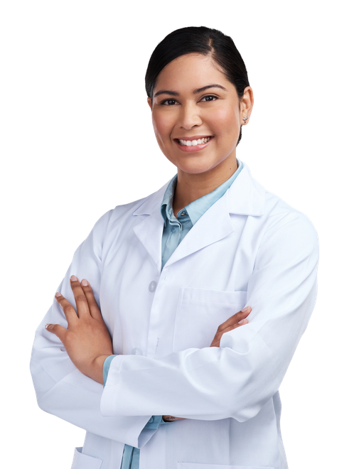 Smiling doctor with her arms crossed