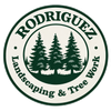 Rodriguez Landscaping & Tree Work logo with evergreen trees in a green circular seal