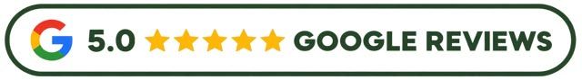 Google 5.0-star reviews badge with star icons and green outline