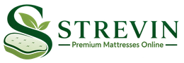 Strevin logo with green stylized S and “Premium Mattresses Online” tagline