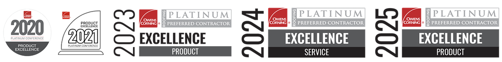 Four award badges for 2020, 2023, 2024, and 2025, each marked “Excellence” and “Best in…”