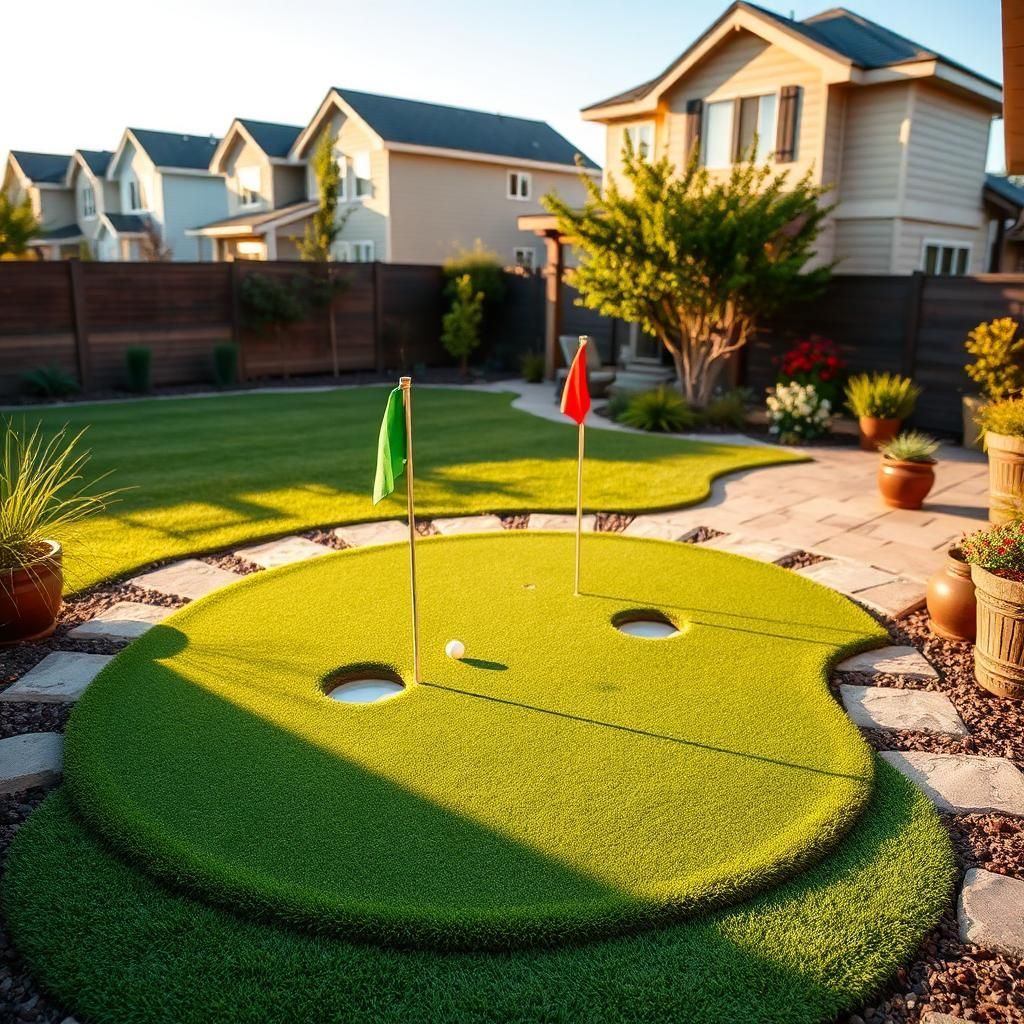 backyard putting green on artificial turf