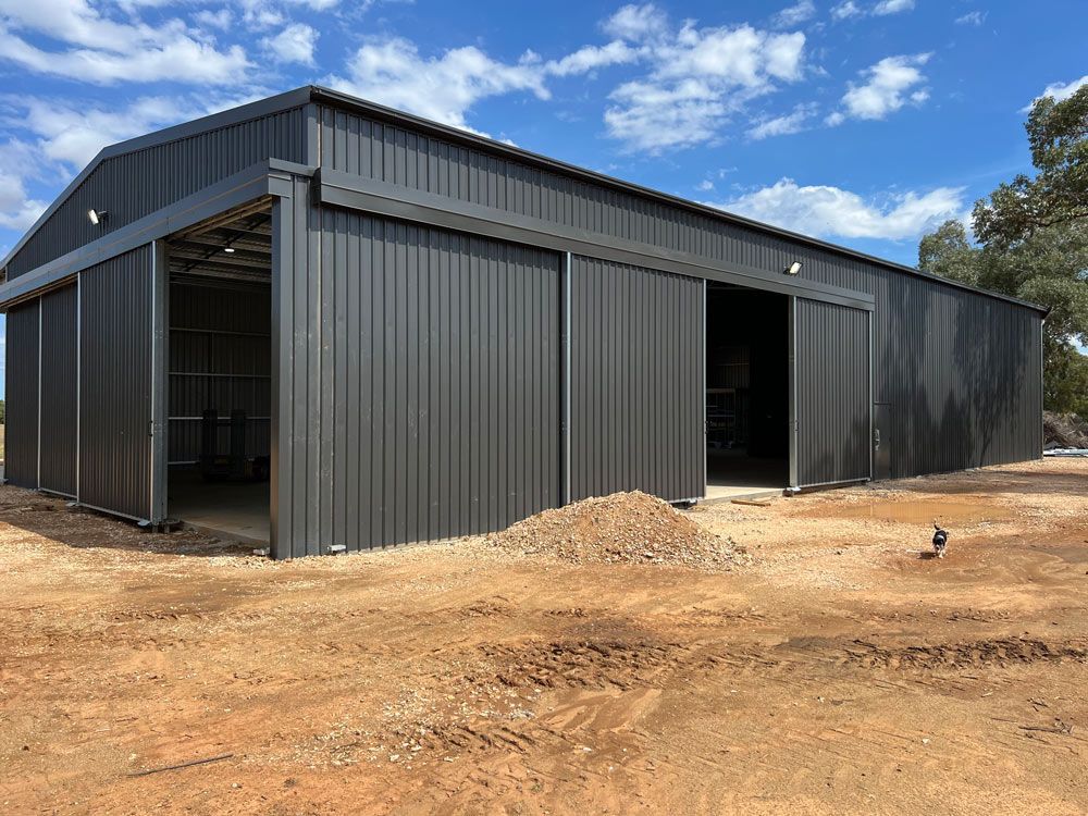 New Grey Shed Finish With Electrical Installation — Rohr Electrical in Dubbo, NSW