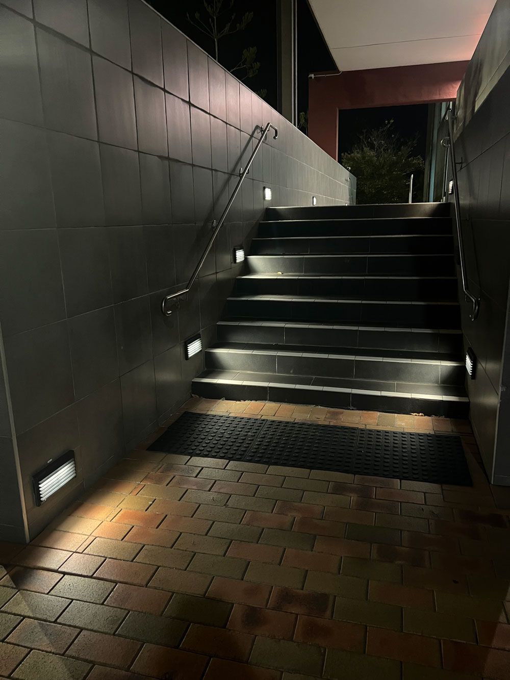Stairs With Lights On The Wall — Rohr Electrical in Dubbo, NSW