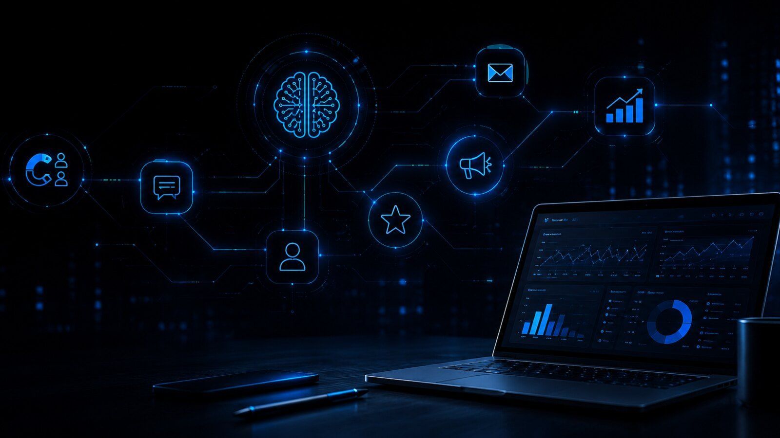 AI automation systems connecting marketing, customer communication, reputation, and growth