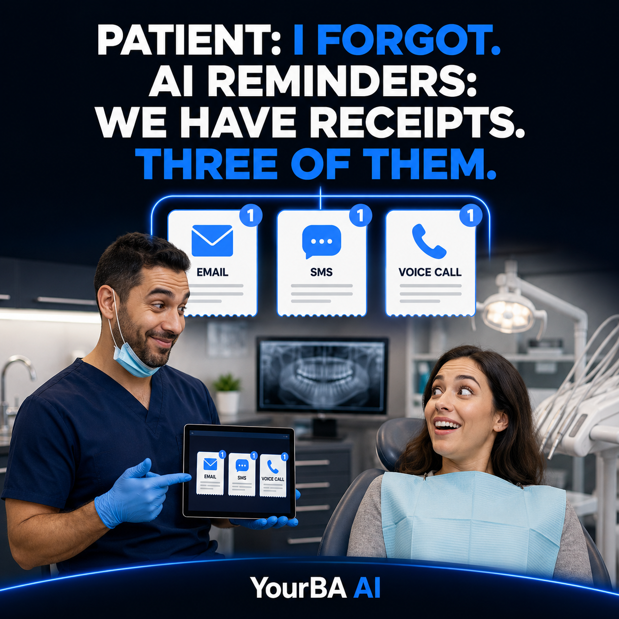 YourBA dental visual with a dentist and patient