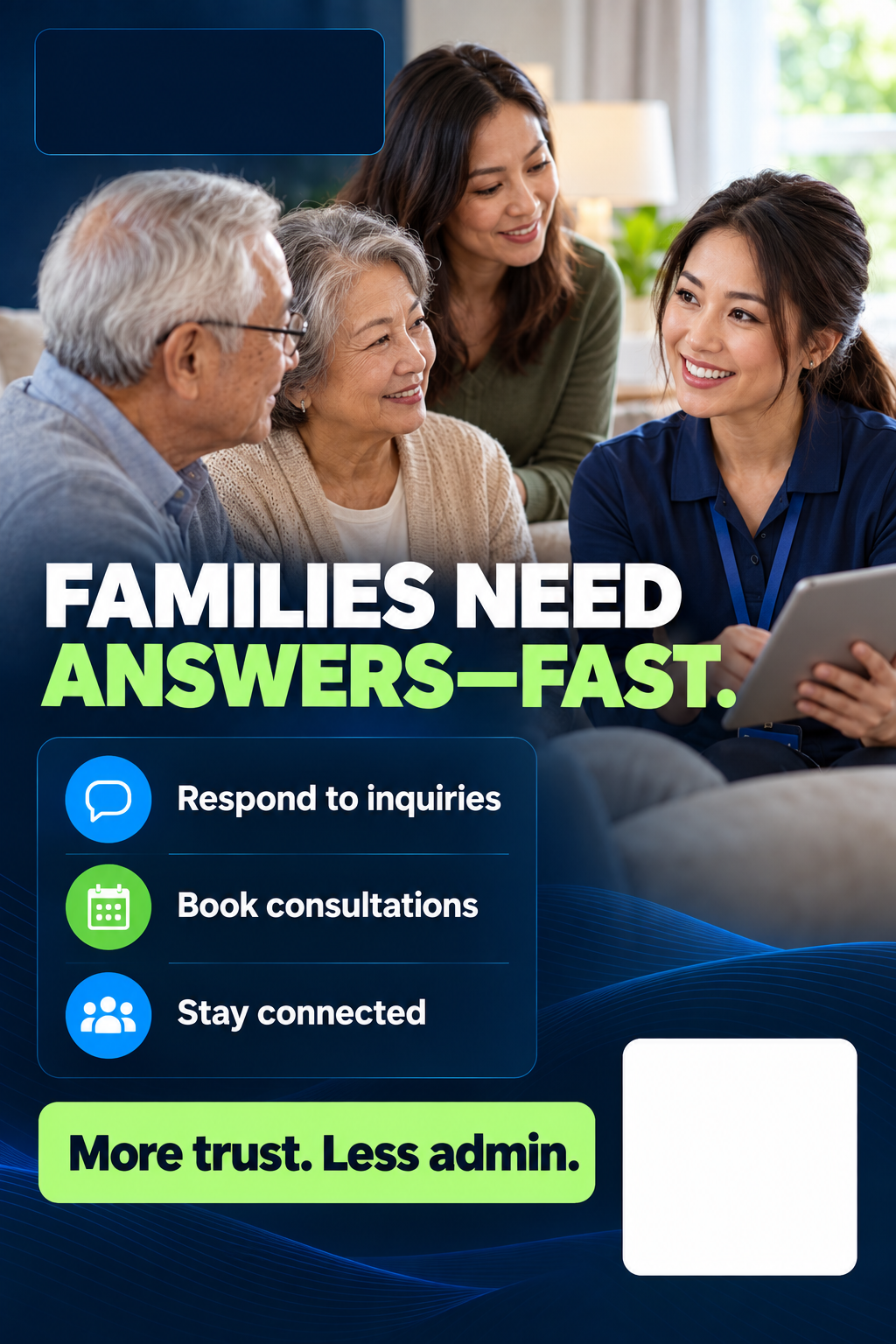 YourBA home care visual with a family and caregiver