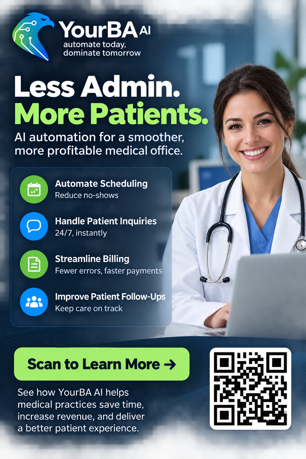 YourBA medical practice visual with a doctor at her desk