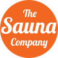 Orange circular logo with white text reading “The Sauna Company”