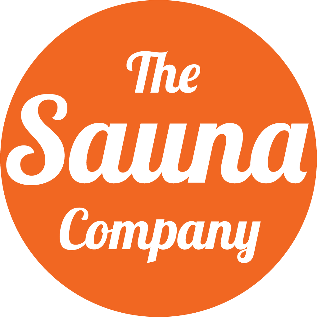 Orange circular logo with white text reading “The Sauna Company”