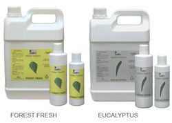 Two jugs and two bottles of Forest Fresh and Eucalyptus cleaning products on a white background