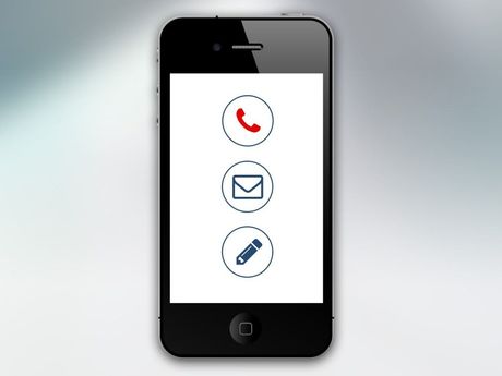 A cell phone with a phone envelope and pencil icons on the screen