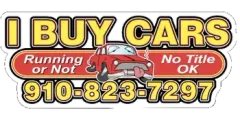 A sign that says i buy cars running or not