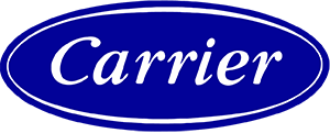 Carrier logo in white text on a blue oval background