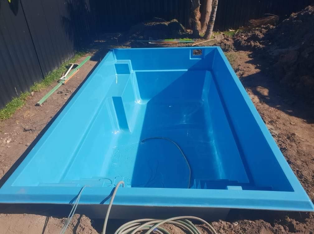 Blue Rectangular in-ground Swimming Pool Under Construction — Clearwater Pools Hallidays Point in Harrington, NSW