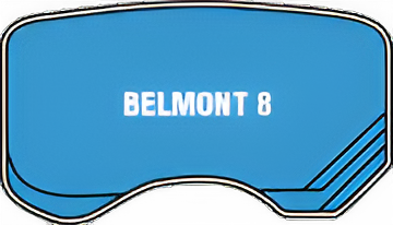 A Blue Swimming Pool with The Word Belmont 8 on It — Clearwater Pools Hallidays Point in Hallidays Point, NSW