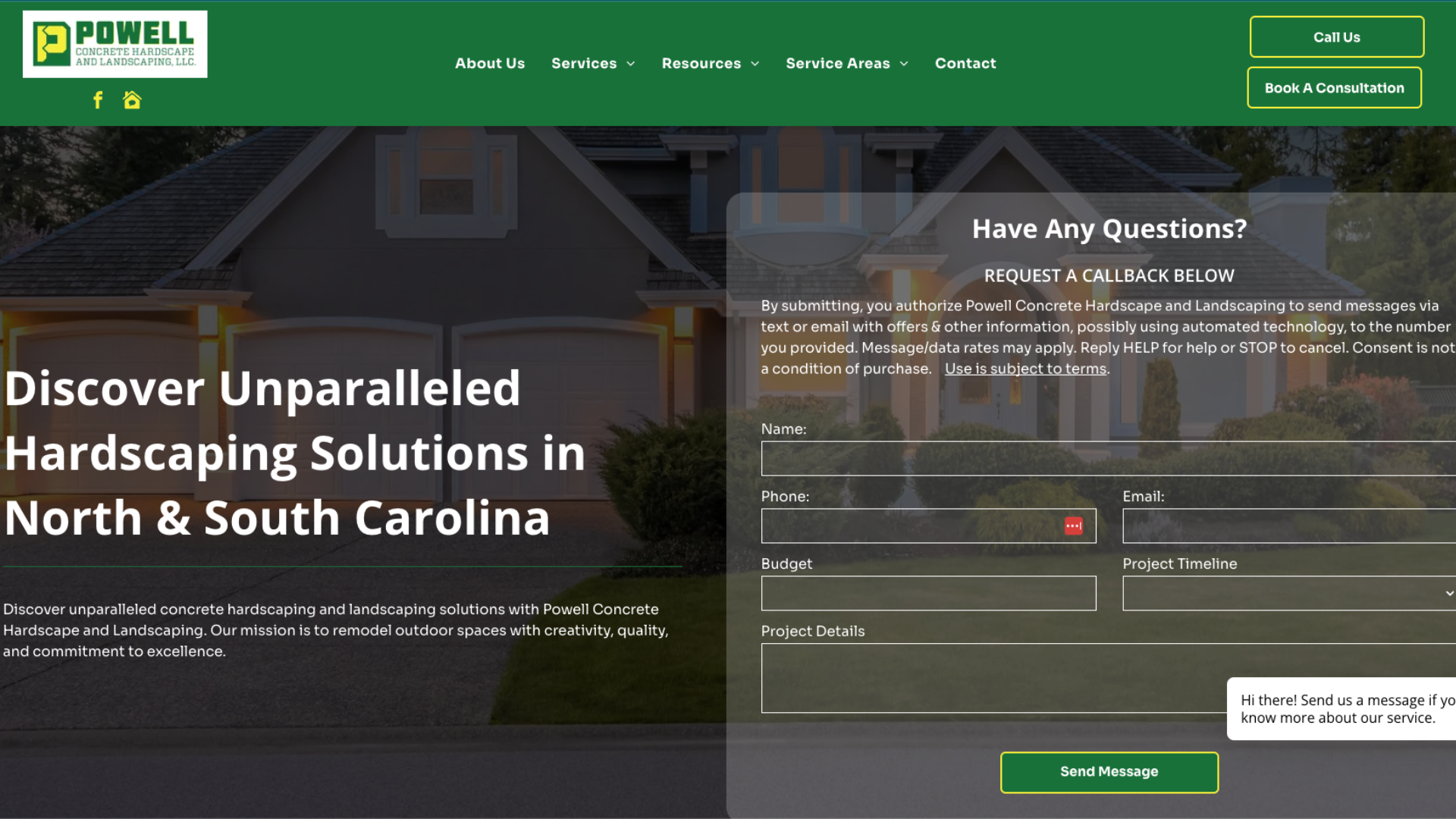 Hudson was created for skilled trades merchants. Boasting a sophisticated and professional design, Hudson provides an alternative to the streamlined practicality of the Devon template. It is created with a service area in mind, as these merchants are often mobile and their official business address is not relevant. This template stands out with lead forms on every page, a simplified 'Our Team' section, a space to prominently display trust badges such as Angie's List, Homestars, BBB, etc, and a dedicated focus on outlining the process and expectations for each service.
