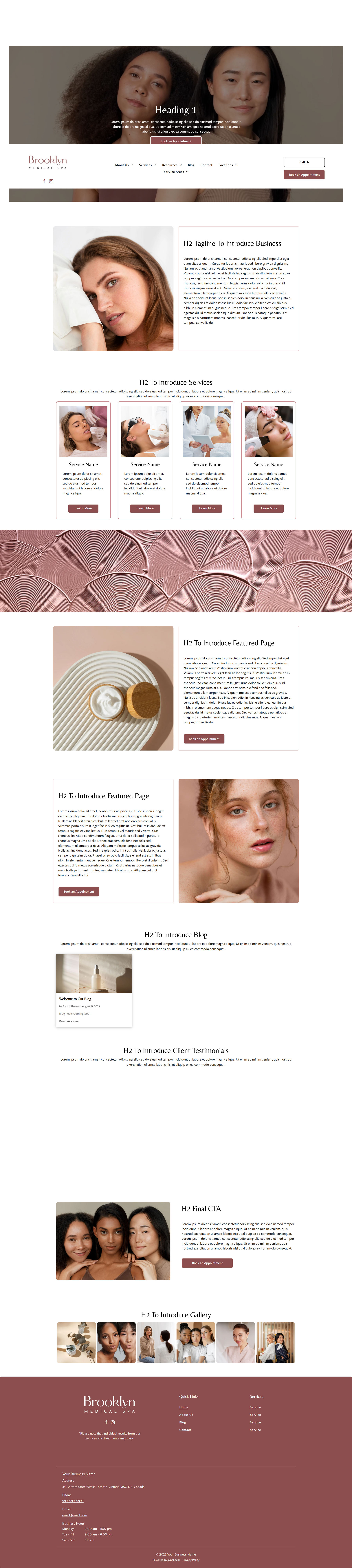 a web page for brooklyn shows a woman holding a book