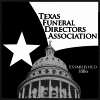 Logo of the Texas Funeral Directors Association: Texas flag, state capitol dome, text.