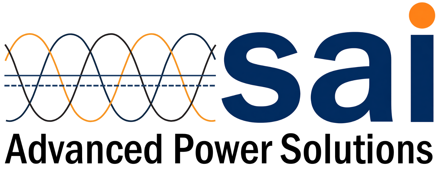 Saif Advanced Power Solutions logo with blue text and orange-gray wave graphic