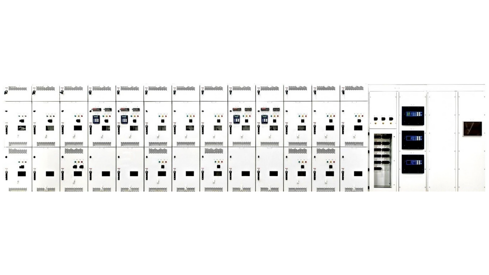 Wide strip of small UI mockups and app screens arranged in a row, mostly white with some dark panels.